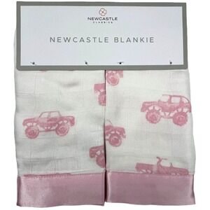 Newcastle Bamboo Baby Girl Pink Monster Truck‎ Security Blanket Lovey Set Satin
